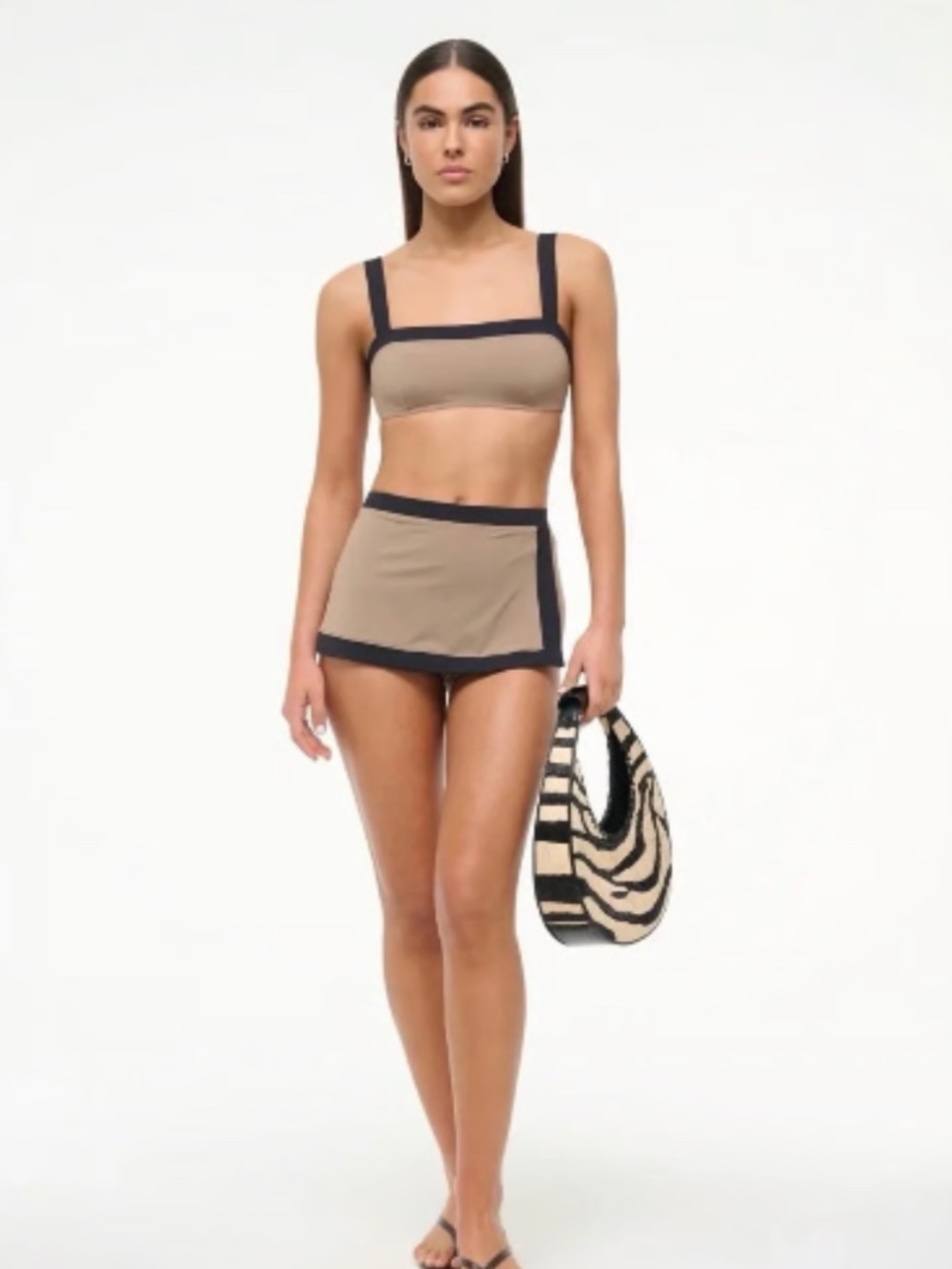 STAUD Moon Zebra Raffia Shoulder Bag - Picture 2 of 11